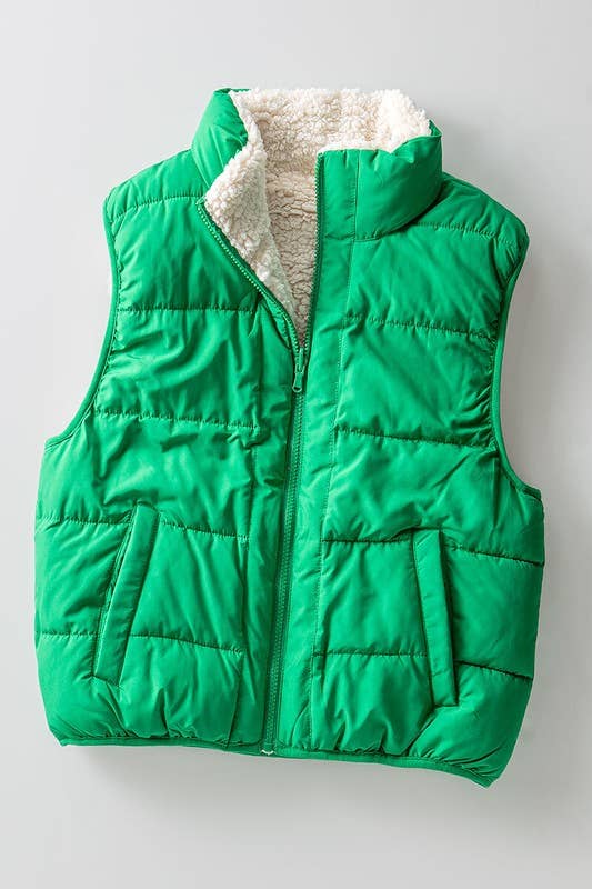 PUFFER VEST W WARM FLEECE LINING