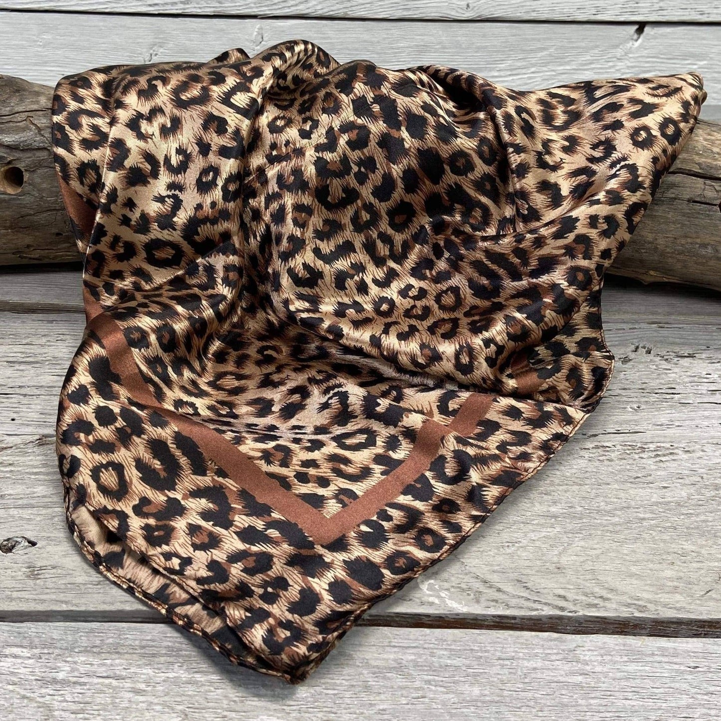 35X35"  Brown Leopard Wild Rag/Scarf WR169