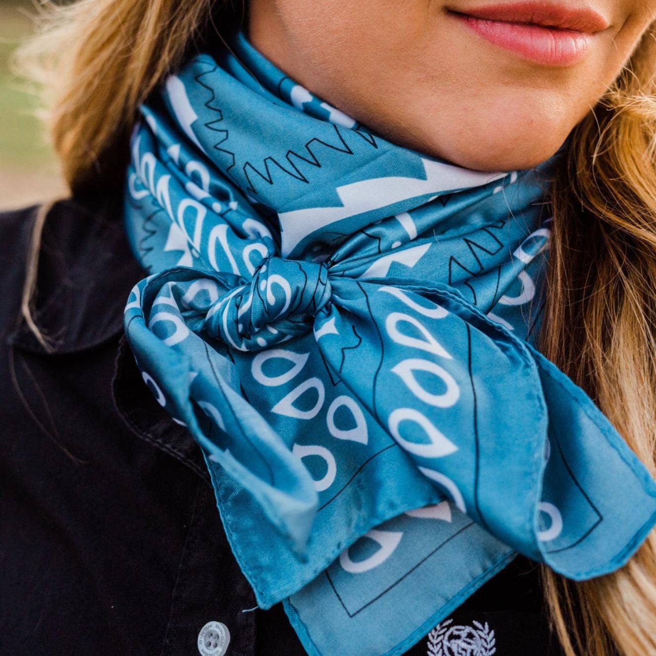 35X35" Blue & White Paisley Wild Rag/Scarf WR3414