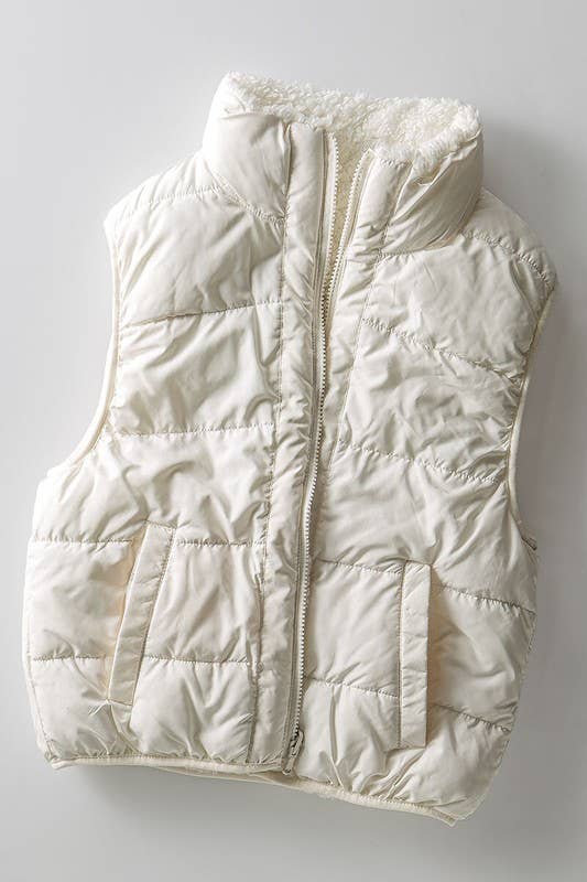 PUFFER VEST W WARM FLEECE LINING
