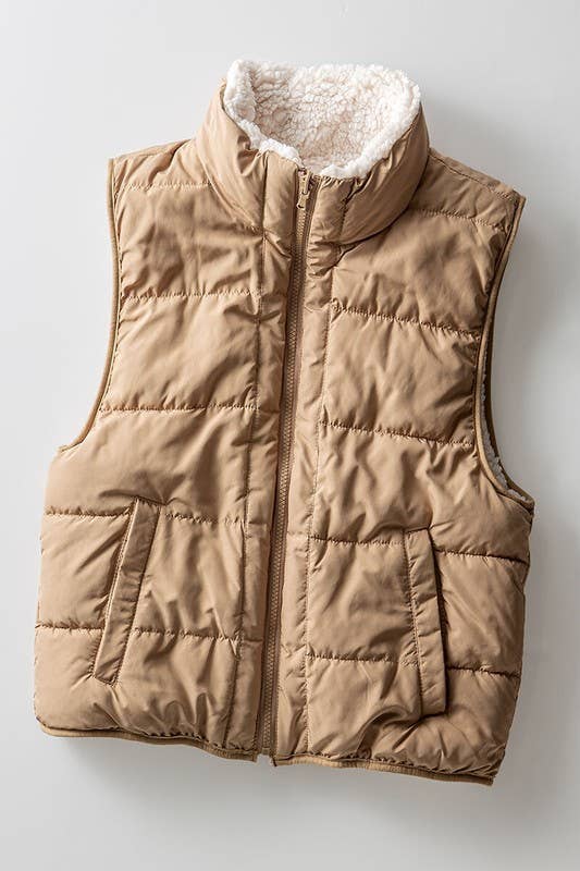 PUFFER VEST W WARM FLEECE LINING