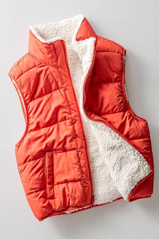 PUFFER VEST W WARM FLEECE LINING