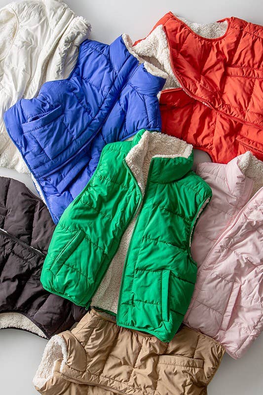 PUFFER VEST W WARM FLEECE LINING