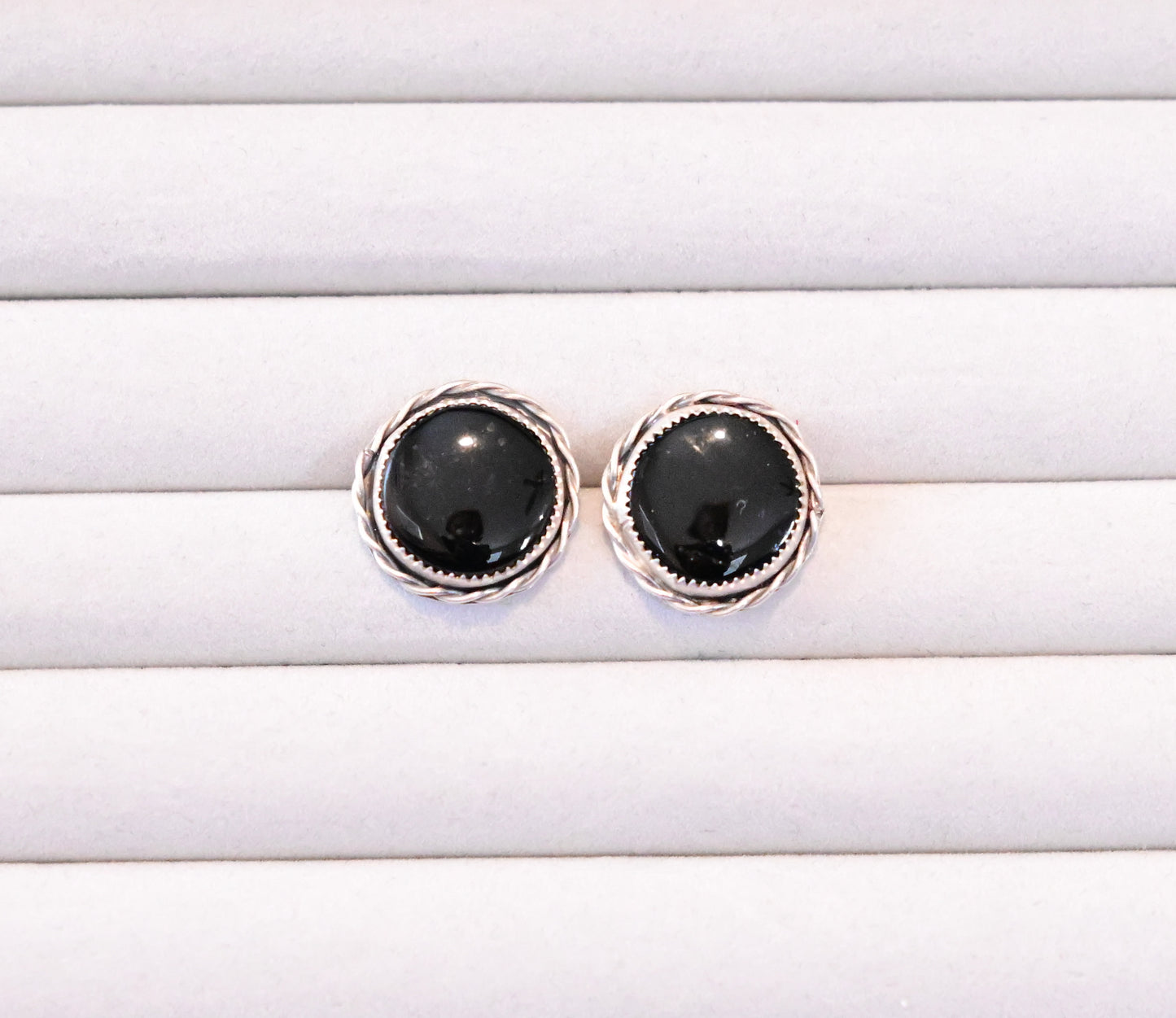 Black Onyx Earrings Circles