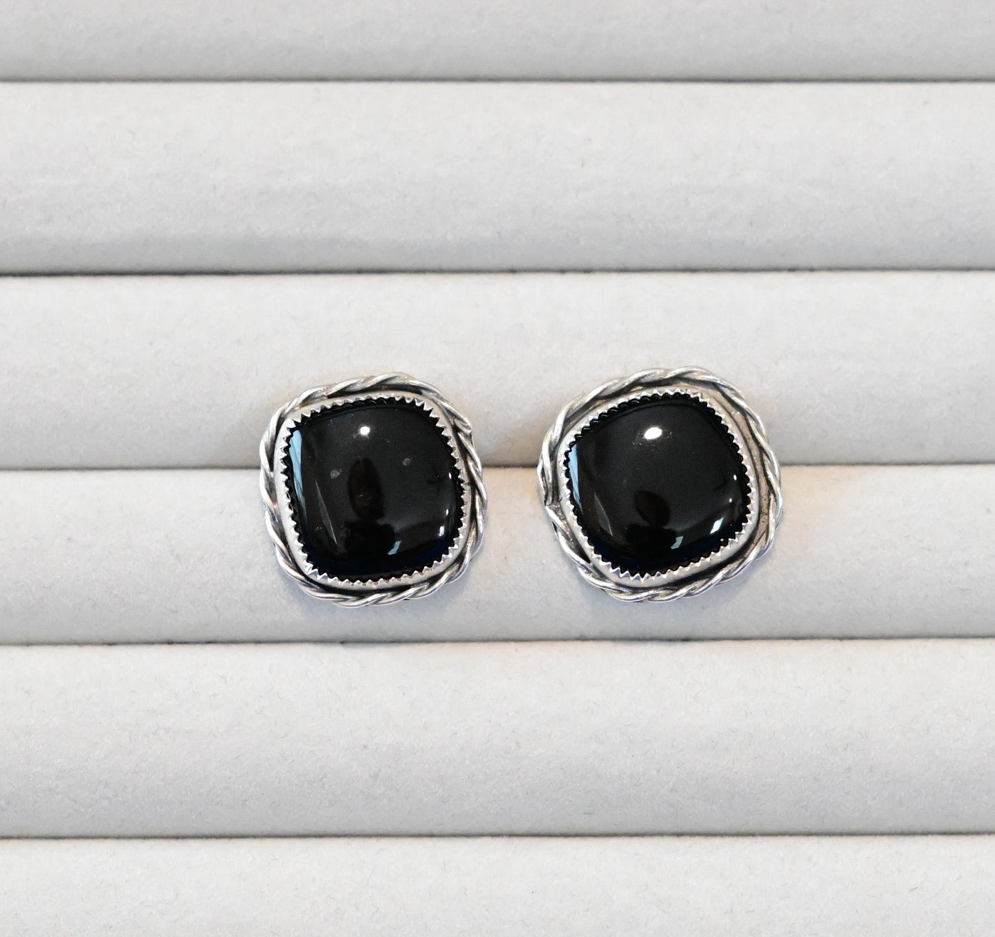 Black Onyx Earrings Square